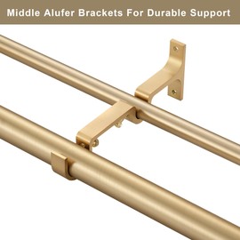 Double Curtain Rod 48-84 Inch, Blackout Wrap Around Window Curtain Rods，1-inch Large Heavy Duty Adjustable Room Darkening Rustic Double Drapery Curtain Rods for Home,Kitchen,Office Farmhouse