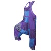 Gheri Mens Loose Fit Patchwork Printed Cotton Harem Dungarees Purple