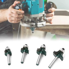 Mesee 4 Pieces Round Over Router Bits Set with 1/4 Inch Shank, Industrial Grade Roundover Bead Edge-Forming Bit Woodworking Corner Rounding Edging Milling Cutter Tools, 5/16" 1/4" 3/16" 1/8" Radius