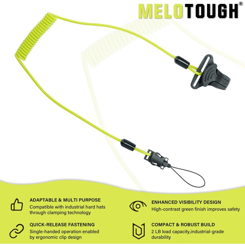 MELOTOUGH Coiled Lanyard,Hard Hat Lanyard with Clamp End,Hard Hat Tether,No