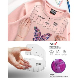 LOZTBUE 8 Pieces T-Shirt Cutting Ruler Set, T-Shirt Cutting Tool, T-Shirt Cutting Ruler, T-Shirt Centering Tool, T-Shirt Cutting Ruler Guide, Transparent