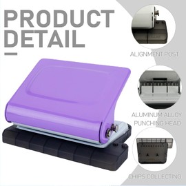 10-Hole Binding Machine for Planner (Purple) - Manual Punch with 10 Multi-Color Binding Spines - Punches 26 Holes on B5, 30 Holes on A4, 20 Holes on A5 Paper