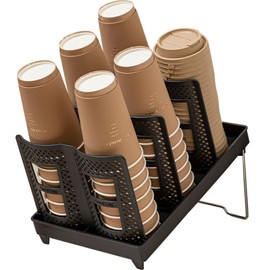 Foldable Organizer Cup holder Lid dispenser, Cup Storage Organizer Suitable For lounge Countertop Coffee Station bar Restaurant Cup Organization Mobile Coffee trailer Coffee Shop (Double row 2PCS)