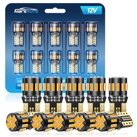 Marsauto 194 LED Bulb Amber Yellow for Dome Map Light, 168 2825 W5W T10 Wedge Replacement Super Bright LED Light Bulbs for Car Courtesy Step Dash Side Marker Trunk Light (Pack of 10)