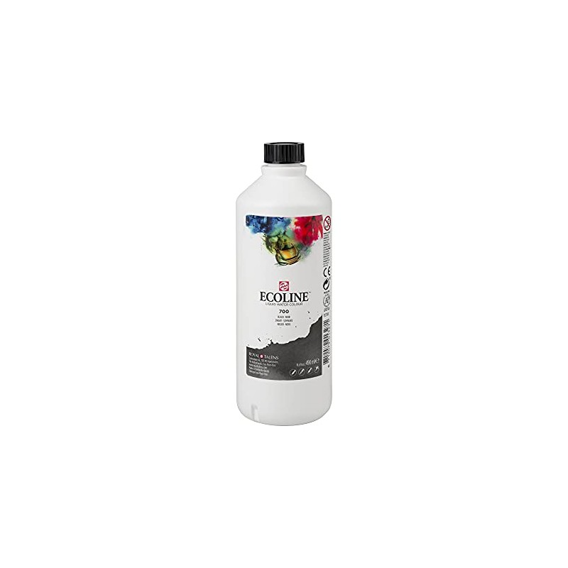 Royal Talens Ecoline Liquid Watercolor, 490ml Bottle, Black (11727000)