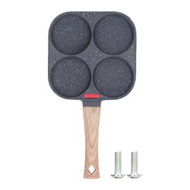 Egg Frying Pan Heat Sensitive Silicone Aluminium Pancake Frying Pan with Comfortable Handle for Omelettes Hamburger 4 Holes