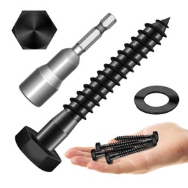 (12Sets) 5/16" x 2" Hex Head Lag Bolts, Heavy Duty Lag Screws with Washers, 304 Stainless Steel Bolts 18-8, Lag Screws Wood Screws, Partial Thread Black Oxide, 5/16 Bolt by Mywish