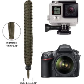 MoKo Universal Paracord [ 2 Pack ] - Nylon Adjustable Comfortable Heavy Duty Camera Wristband Bracelet, Braided Hand Grip Strap for Video Camcorder, Binoculars and Digital Camera, Black & Army Green