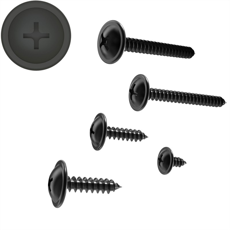 100 AUPROTEC Tapping Screws Phillips Flat Head with Washer Black