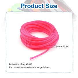 Heyiarbeit 10m/32.8ft PET Expandable Braid Cable Sleeving Flexible Wire Mesh Sleeve Pink 6mm