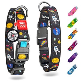 WAUDOG Collar Ajustable para Perros pequeños – Collares de Perro de Nailon con Etiqueta de identificación QR para Perros medianos – Collares de Cachorro separables para Perros de Raza Grande