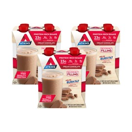 Atkins Creamy Chocolate Meal Size Protein Shake & Milk Chocolate Delight Protein Shake, 15g Protein, Low Glycemic, 2g Net Carb, 1g Sugar, Keto Friendly, 12 Count