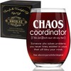 Wine Glass for Women - "Chaos Coordinator" 15oz Stemless Thank