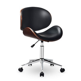 C-CHAIN Adjustable Modern Mid-Century Office Chair with Curved Seat/Back, Swivel Executive Chair, Rolling Computer Chair, Bent Wooden Accent Office Chair for Home and Office