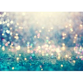 BELECO 2.1x1.5m Fabric Bokeh Teal Glitter Backdrop Abstract Sparkling Light (No Glitter) Background Blue Gold Glitter Mermaid Photography Backdrop for Baby Shower Birthday Party Photoshoot Photo