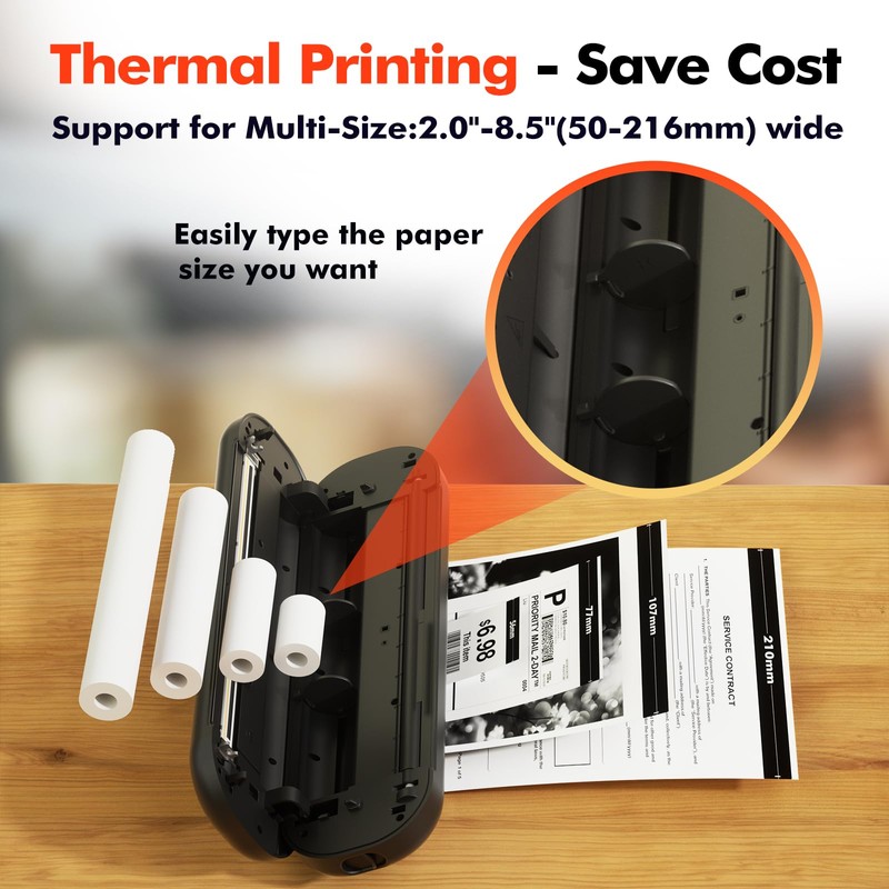 LUCK JINGLE Bluetooth Portable Printer, L86 Thermal Printers Wireless for