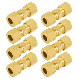 MuHize High Pressure Compression Fitting Kit - 3/16 Inch Tube Union, Brass Compression Connectors for Hydraulic Lines, Pneumatic Systems, Trucks & Trailers (8 Pack)