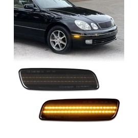 PWOBVZ Amber Led Side Marker Lights for Lexus IS300 LS400 GS300 GS400 GS430 Toyota Prius Scion xA Smoked Lens Front Bumper Side Turn Signal Light, pack of 2