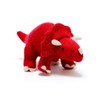 Best Years Small Knitted Red Triceratops Dinosaur Baby Rattle. Suitable