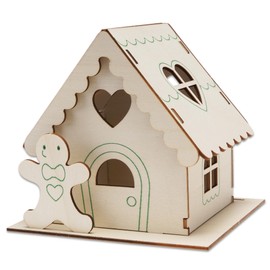 SUNNYSUE - Gingerbread Tea Light House, 3 Pieces - Craft Set Christmas Decoration Window Tea Light Holder