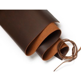 Genuine Leather Sheets for Leather Crafts - Includes 1 Sheet (12" x 24") + Leather Strap (36") - Full Grain Buffalo Leather Squares - Ideal for Jewellery, Leather Purses, Crafts