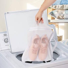 Shoe Dryer Bag, 35x40cm/13.8x15.7inch Reusable Sneaker Wash & Dry Net Bag for Dryer Sneaker Laundry Bags Large HoneyComber Mesh Bags with Zipper and Strap for Shoe Dryers for Most Dryers Door