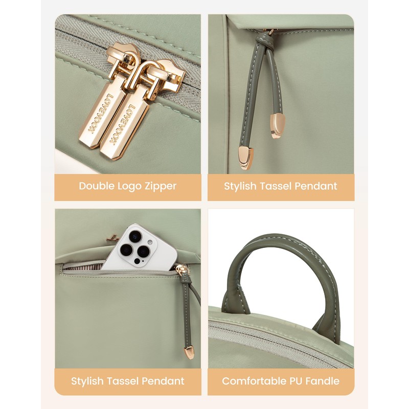 LOVEVOOK Laptop Backpack Purse for Women, Beige Green, 15.6 inches