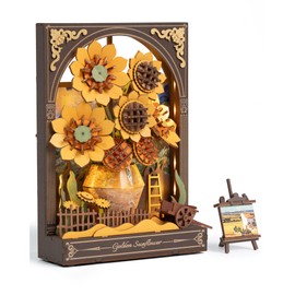 rowood Sunflower 3D Puzzle Building Set with LED,DIY Vincent Van Gogh Painting Artwork Craft Kits for Adults,Home Decor Botanical Collection Gift for Teens Kids on Christmas