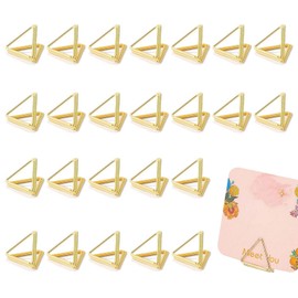 Memo Stands, 24 Pcs Stationery Clip Memo Clip Stand Metal Triangle Clip Triangle Memo Holder Stationery Card Stand Metal Memo Holder for Photos, Birthday, Wedding, Party and More(Gold)