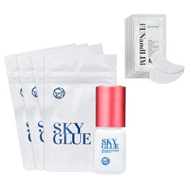 Sky Glue 2024 Sky Glue for Eyelash Extensions S+ 5ml Professional Black Eyelash Extension Adhesive 1-2s Fast Drying 6-8 Weeks Lasting time with 2 Eyepatches [ EUN and LIM ] (4)