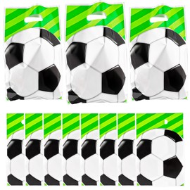AEOKJOSI 30pcs Plastic Soccer Party Favor Bags - Practical Goodie Bags Favors with Candy Snack Goodie Storage, Party Gift Bag for Girls & Boys Birthday, Sport Theme Parties (6.4x10 Inch)