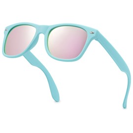 LEICO FASHION Kids Polarized Retro Sunglasses for Boys Girls Age 3-12 Shatterproof Rubberized Frame UV Protection Toddler Children Sun Glasses