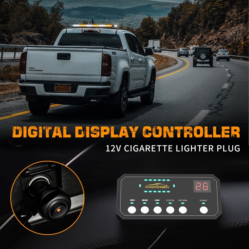 XRIDONSEN 28.4" 80 LED Roof Top Strobe Light Bar Amber