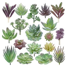 YANGQI yaoqijie 18 Paquete Artificial Suculenta Plantas Premium Fake Mini Flocking Cactus Lotus Paisaje Jardín Decoración de Escritorio sin Punta...  