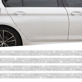 TOMALL Bling Car Door Guard Crash Bumper Crystal Anti-Scratch Strip Sticker Crystals Car Door Bumper Protector Accessory DIY for Interior and Exterior Decoration Styling Accessories White