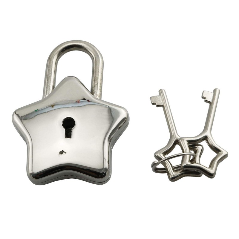 Tegg Star Shape Padlock Vintage Style Silver Tone Mini Archaize