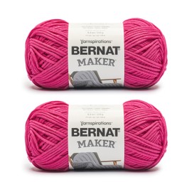 Bernat Maker Pink Yarn - 2 Pack of 250 g / 8.8 oz - 75% Cotton 25% Nylon - #5 Bulky - 290m /317Yards - for Knitting, Crochet and Amigurumi