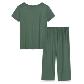 Joyaria Cooling Bamboo Pyjamas for Women Ultra Soft Jersey Sleepwear for Night Sweats (Olive Green, M)