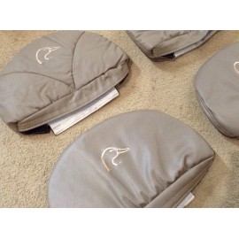 DUCKS UNLIM. CHEVY/GMC 99 TAHOE SUBURBAN HEADREST COVERS LEATHER TAN FRONT/BACK