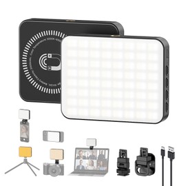 Smiling Shark Photo Light, Portable Camera Light with Clip 2000mAh Rechargeable CRI 80+ 3 Colors Light & 10 Brightness Magnetic LED Video Light for Live Laptop Phone Video