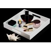 KEVLANG Glossy White Sturdy Acrylic Serving Tray with Handles-10x10Inch-Serving Coffee,Appetizer,Breakfast,Butler-Kitchen