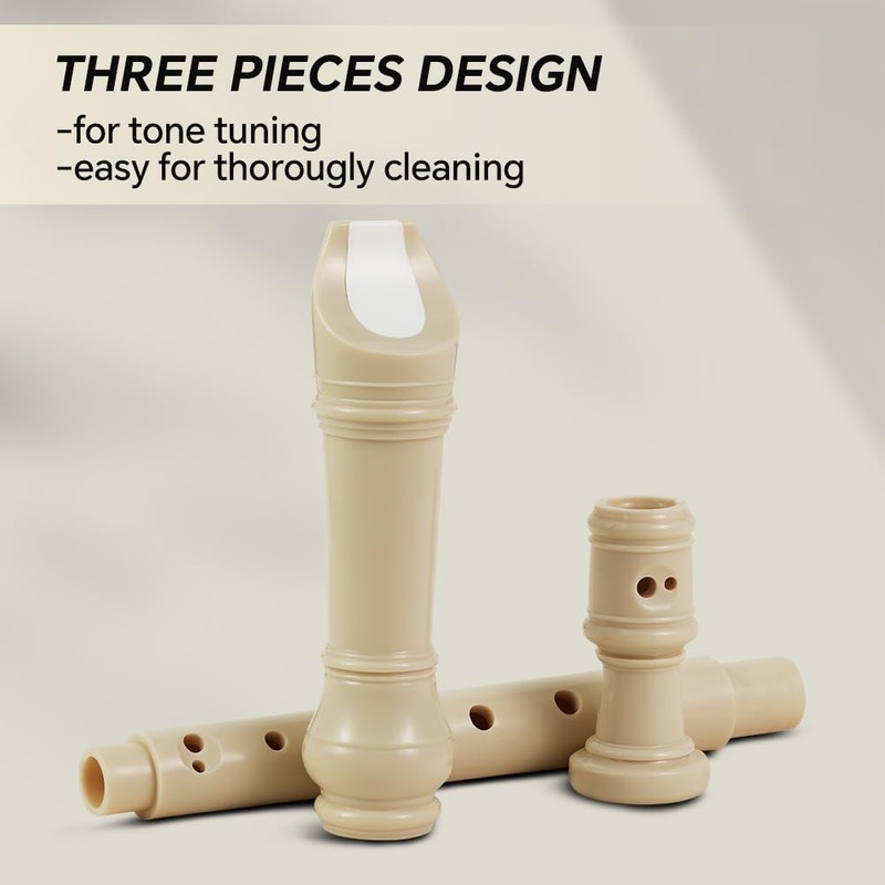 Recorder Instrument, 8 Hole Flute Plastic German Fingering, Soprano Recorder