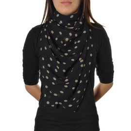 Cozzy Land Polka Dot Scarf-Black-28 inches wide x 63 inches long