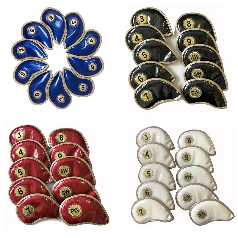 10pcs/set Club Iron Headcover Head Cover PU Waterproof Club Head