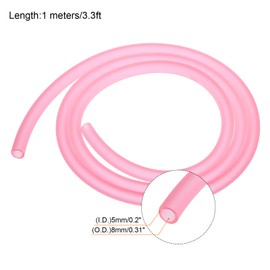 sourcing map PVC Petrol Fuel Line Hose 5mmx8mm 1m Pink for Chainsaws Lawn Mower String Trimmer Blowers Small Engines