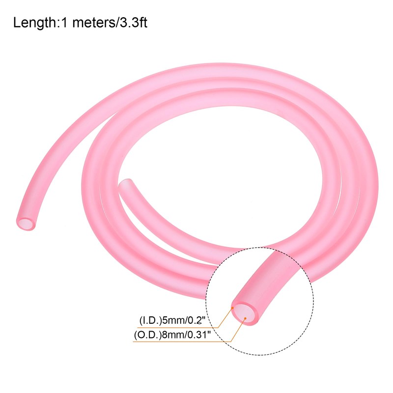 sourcing map PVC Petrol Fuel Line Hose 5mmx8mm 1m Pink