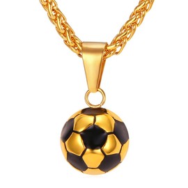 U7 Boys Necklaces Chain Novelty Soccer Sport American Football Pendant Chunky Gold Necklace