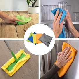 Microfibre Cleaning Cloths |12 Pack, Size: 32 x 32 cm, Multi-Coloured | Soft, Reusable & Lint-Free for Kitchen, Car, Glass, and Home Cleaning |
