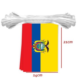 Pack of 30 Ecuador Flag Chain Flags, 10 Metres Ecuadorian Rectangle Rope Flags, Decorative Banners Used to Decorate Courtyards String Ecuador