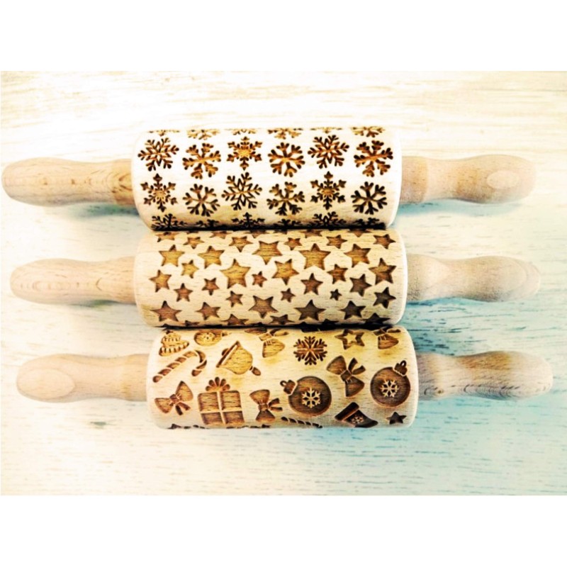 Christmas Children's Rolling Pin for Homemade Pastries Christmas Rolling Pin